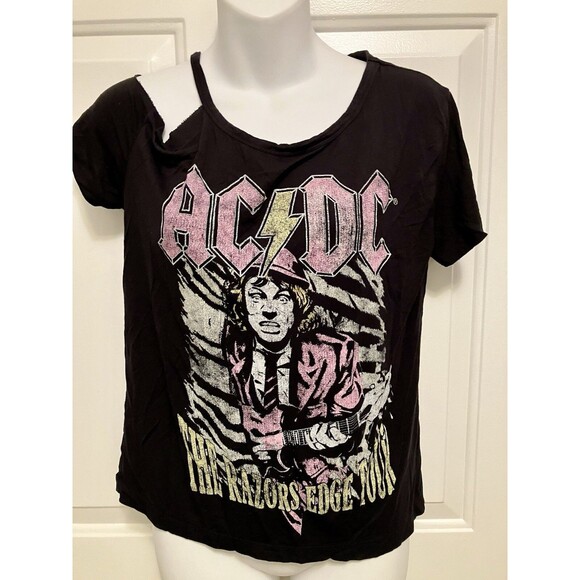 Recyled Karma Black AC/DC "The Razors Edge Tour" graphic tee - Rock  XS Small - Picture 3 of 4
